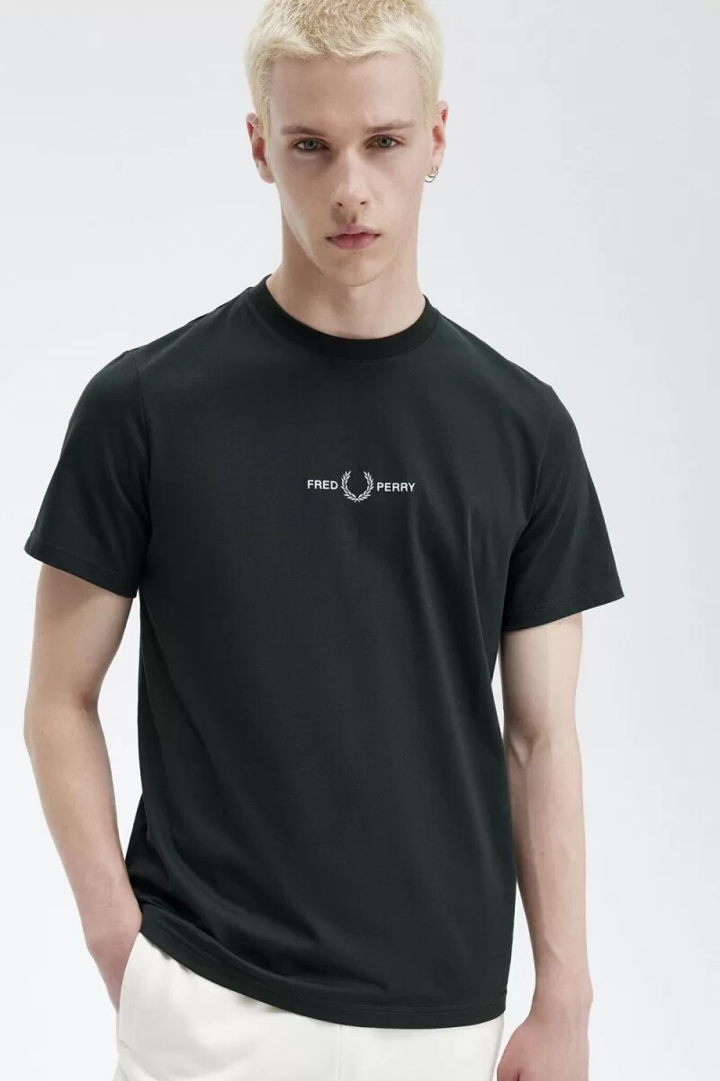 fred perry herren-t-shirt mit stickerei nachtgrün