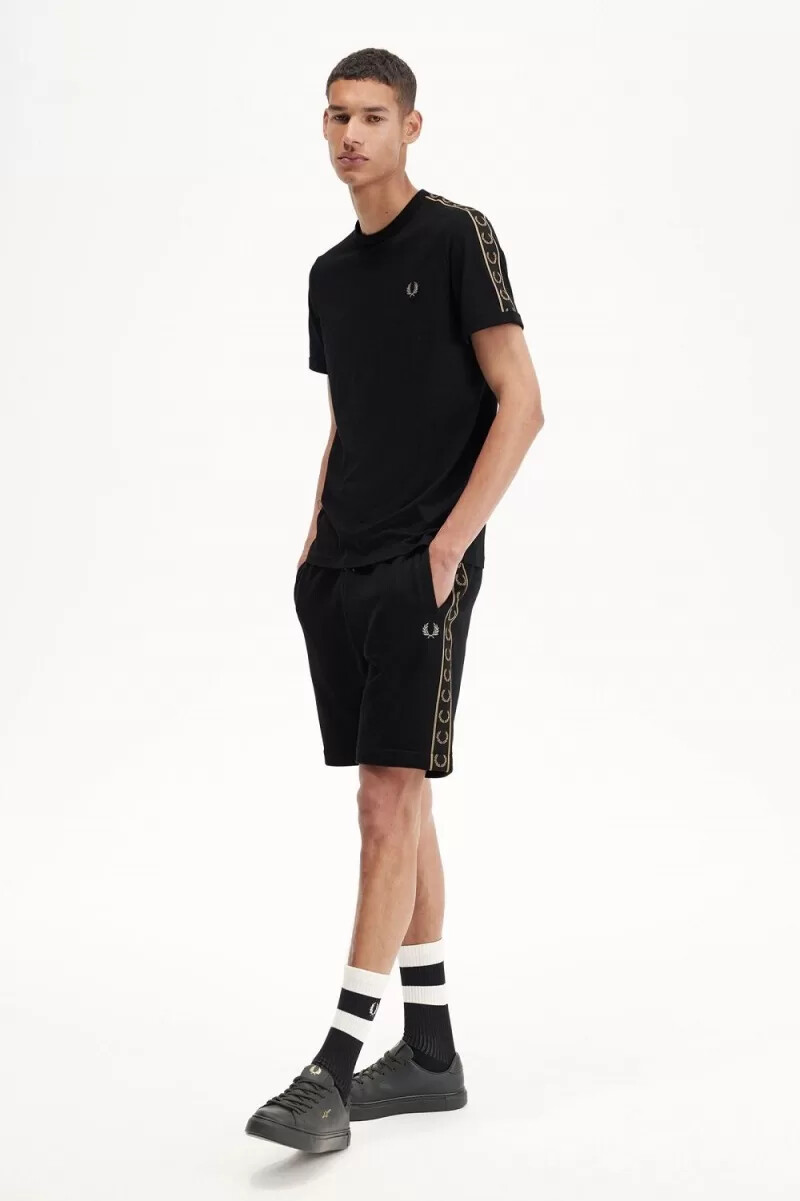 fred perry herren-t-shirt mit kontrastband schwarzgrün