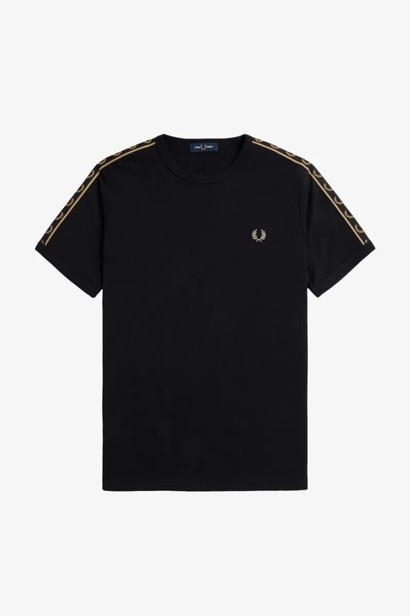 fred perry herren-t-shirt mit kontrastband schwarzgrün