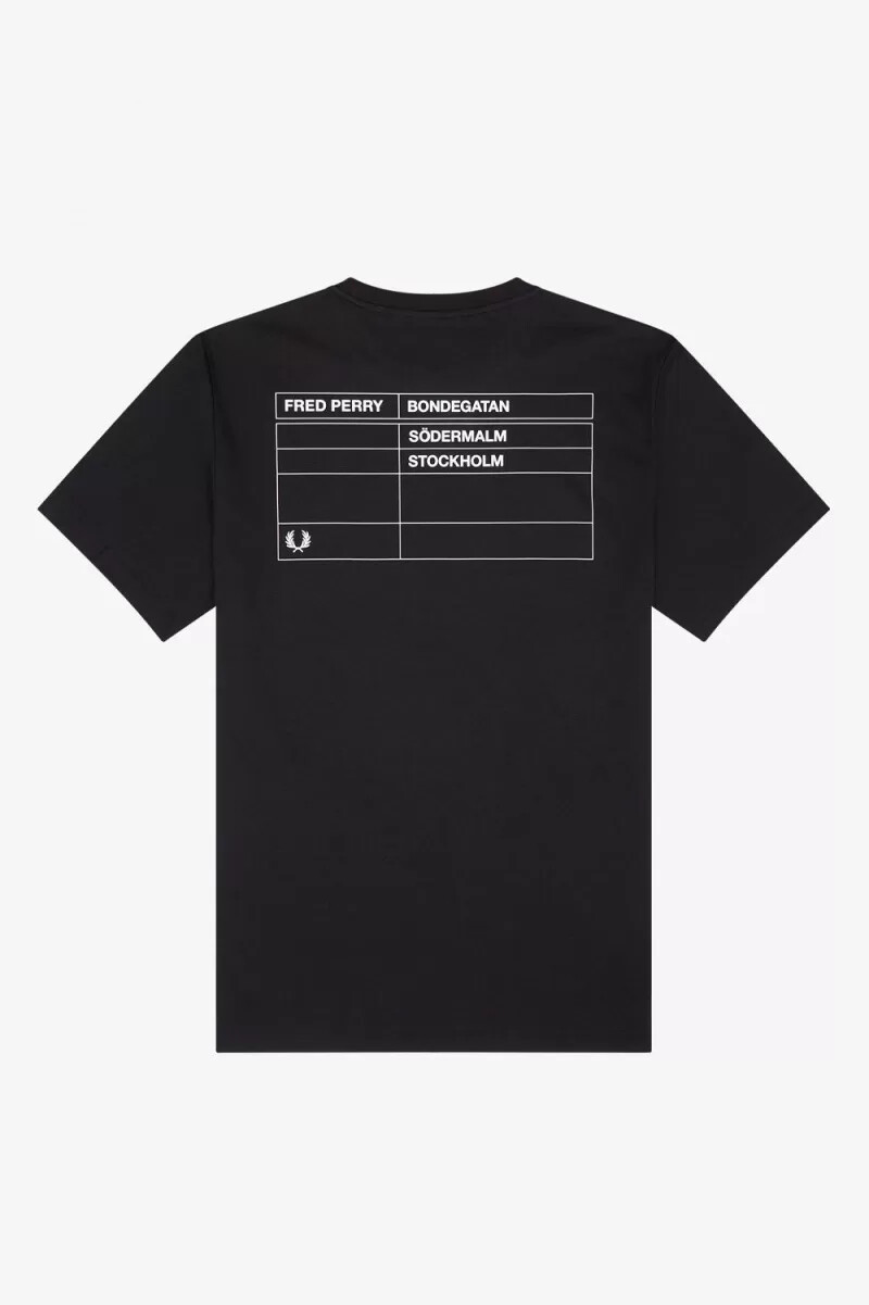 fred perry stockholm ringer herren-t-shirt schwarz