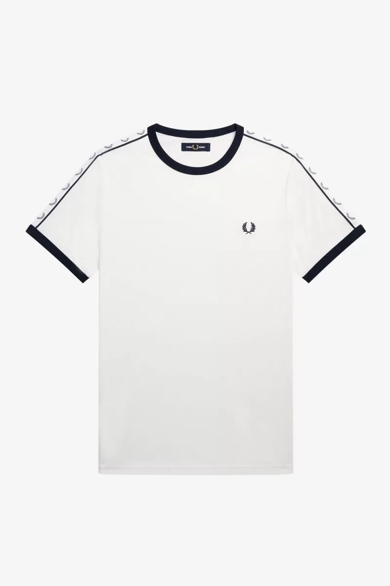 fred perry herren-t-shirt mit abgesetztem ringermuster schneewittchen