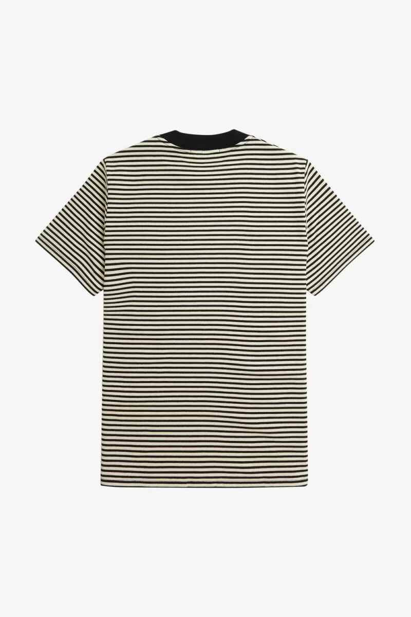 fred perry herren-t-shirt mit feinen streifen schweres material haferflocken-schwarz