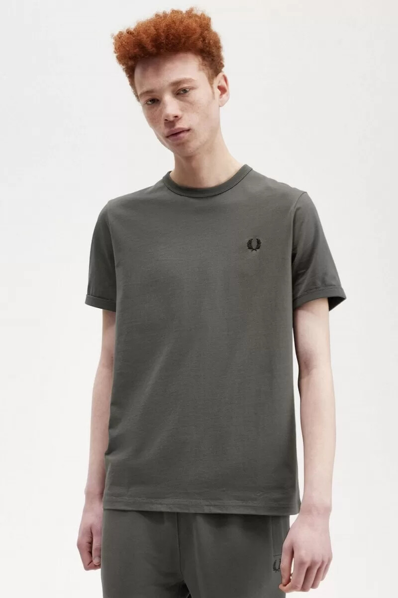 fred perry ringer herren-t-shirt feldgrün