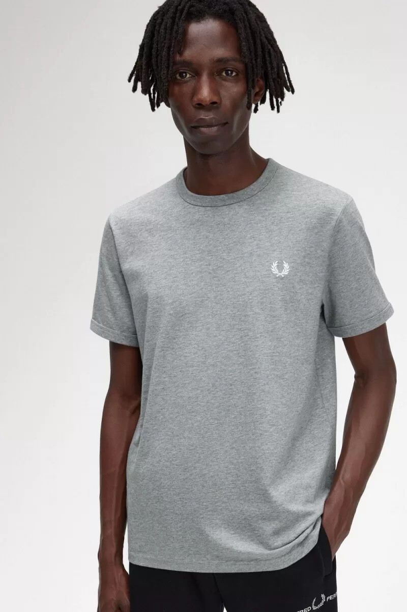 fred perry ringer herren-t-shirt grau
