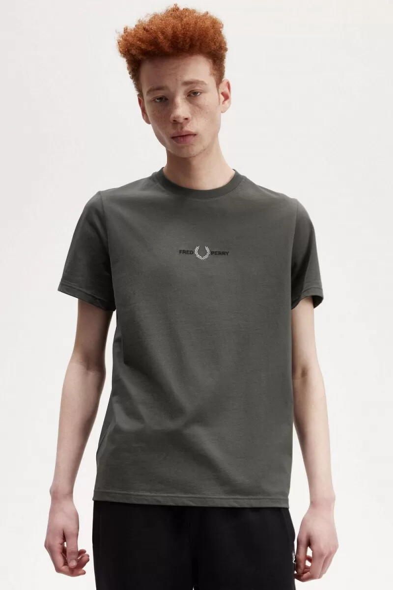 fred perry herren-t-shirt mit stickerei feldgrün