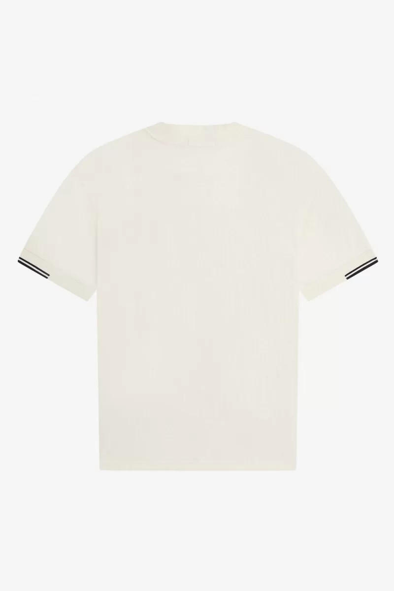 fred perry herren-t-shirt mit farbtupfern an den Ärmeln beige