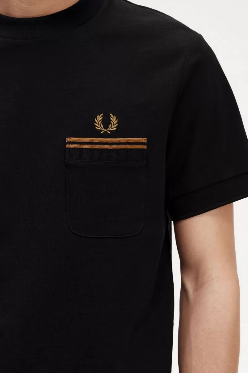 fred perry herren-t-shirt mit zwei aufgesetzten taschen schwarz