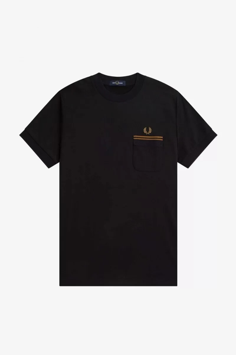 fred perry herren-t-shirt mit zwei aufgesetzten taschen schwarz