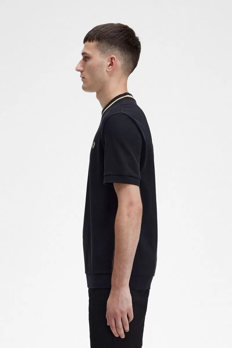 fred perry herren-t-shirt mit rundhalsausschnitt aus piqué schwarz