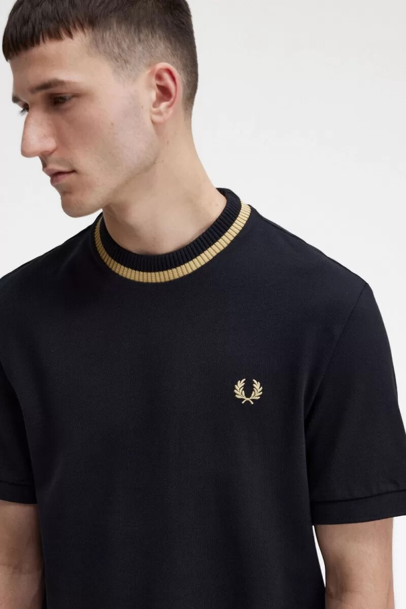 fred perry herren-t-shirt mit rundhalsausschnitt aus piqué schwarz