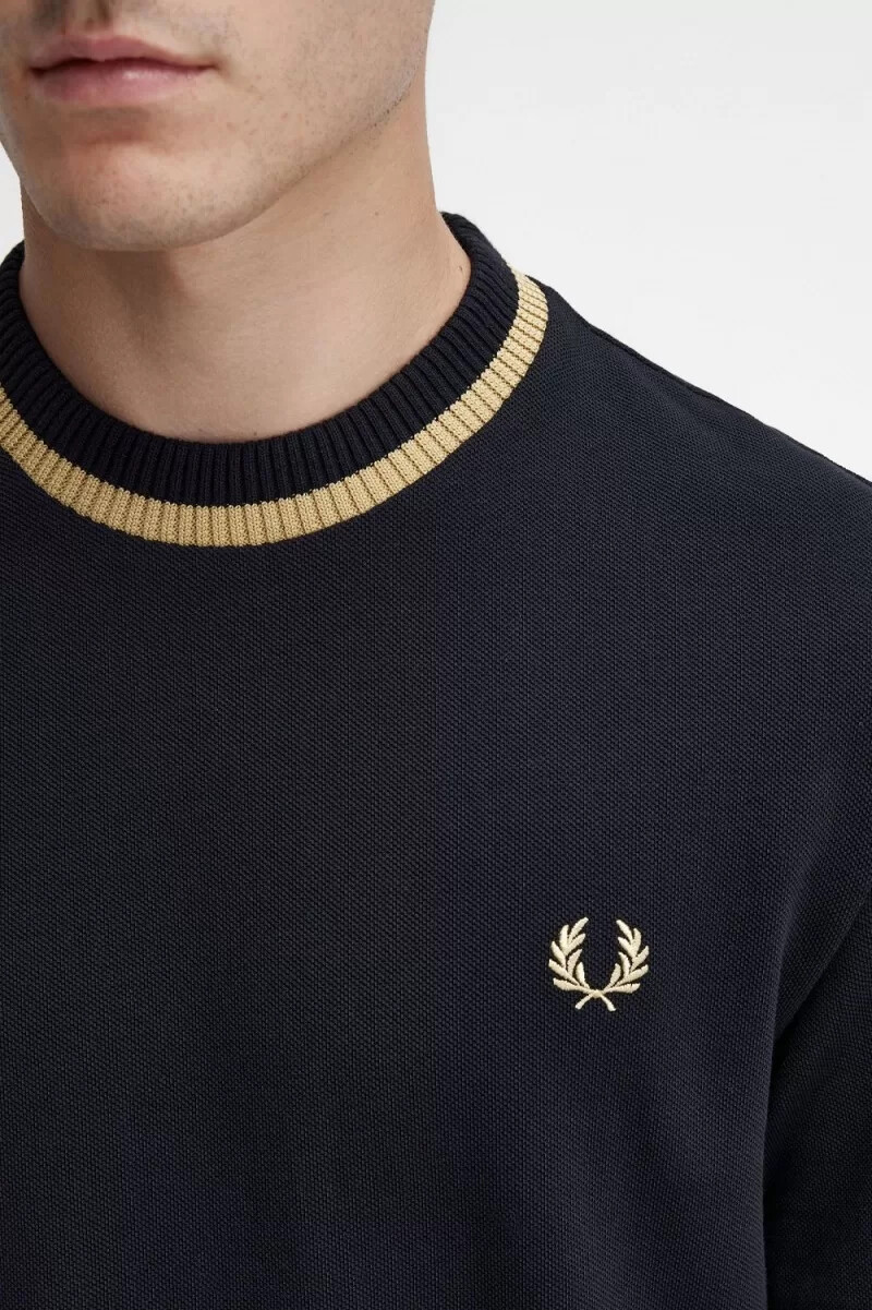fred perry herren-t-shirt mit rundhalsausschnitt aus piqué schwarz