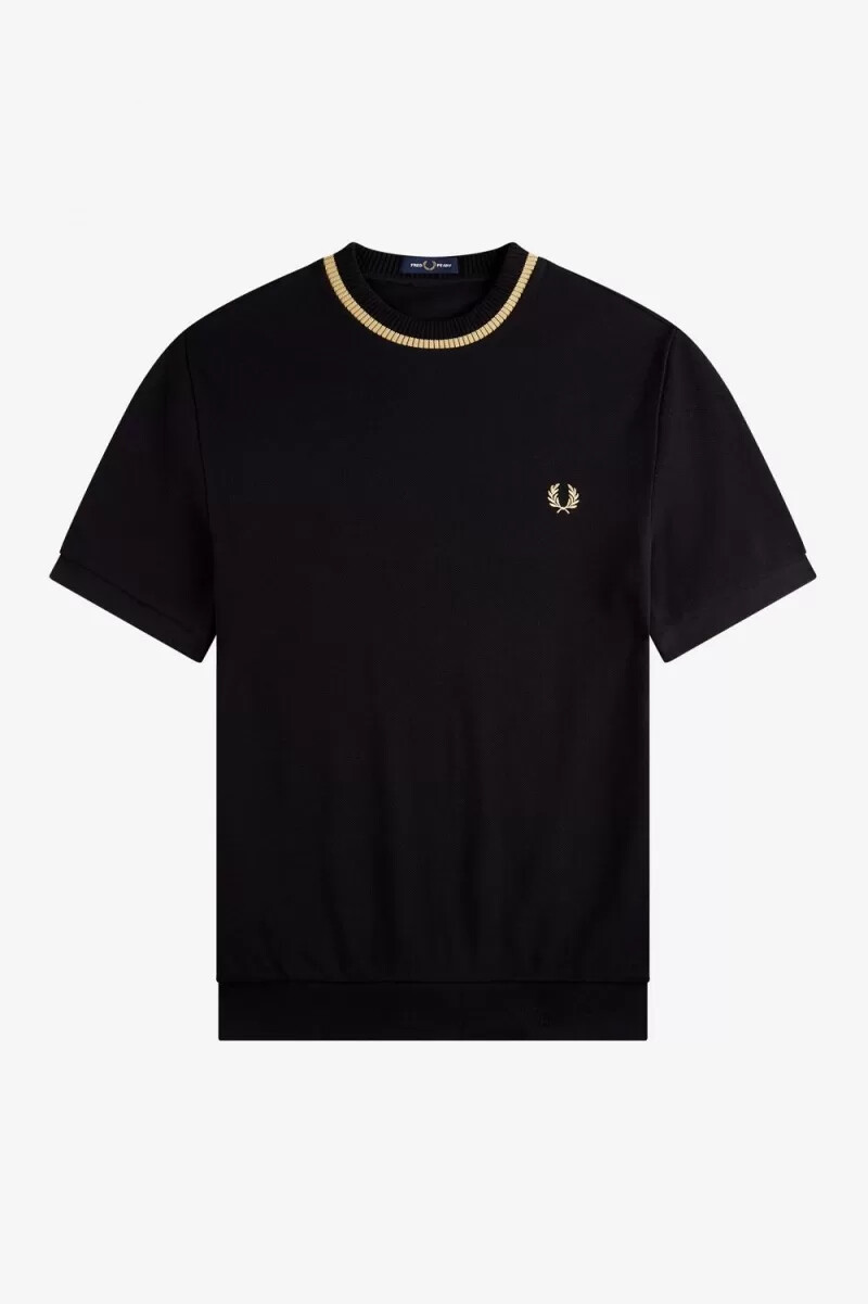 fred perry herren-t-shirt mit rundhalsausschnitt aus piqué schwarz