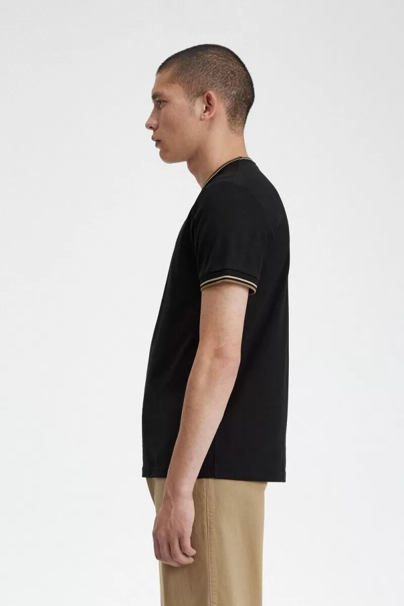 fred perry twin tipped herren-t-shirt schwarz grün braun