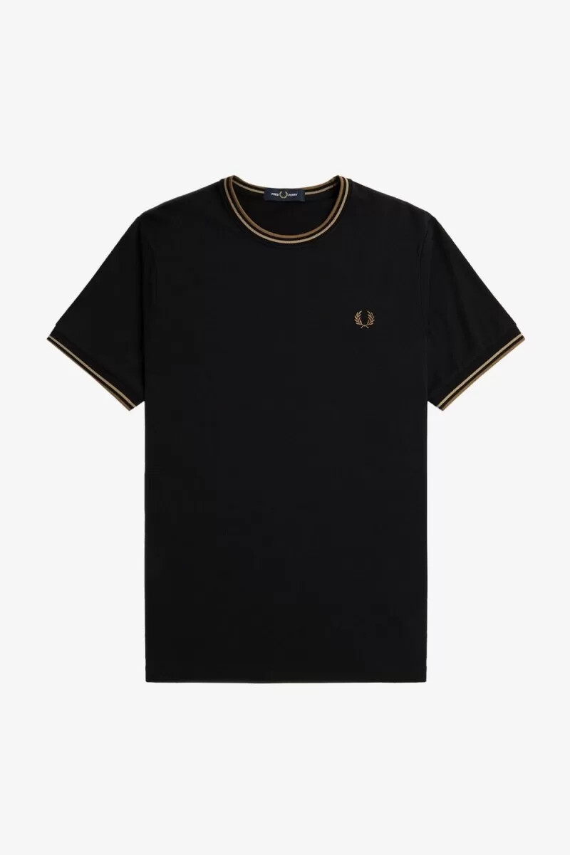 fred perry twin tipped herren-t-shirt schwarz grün braun