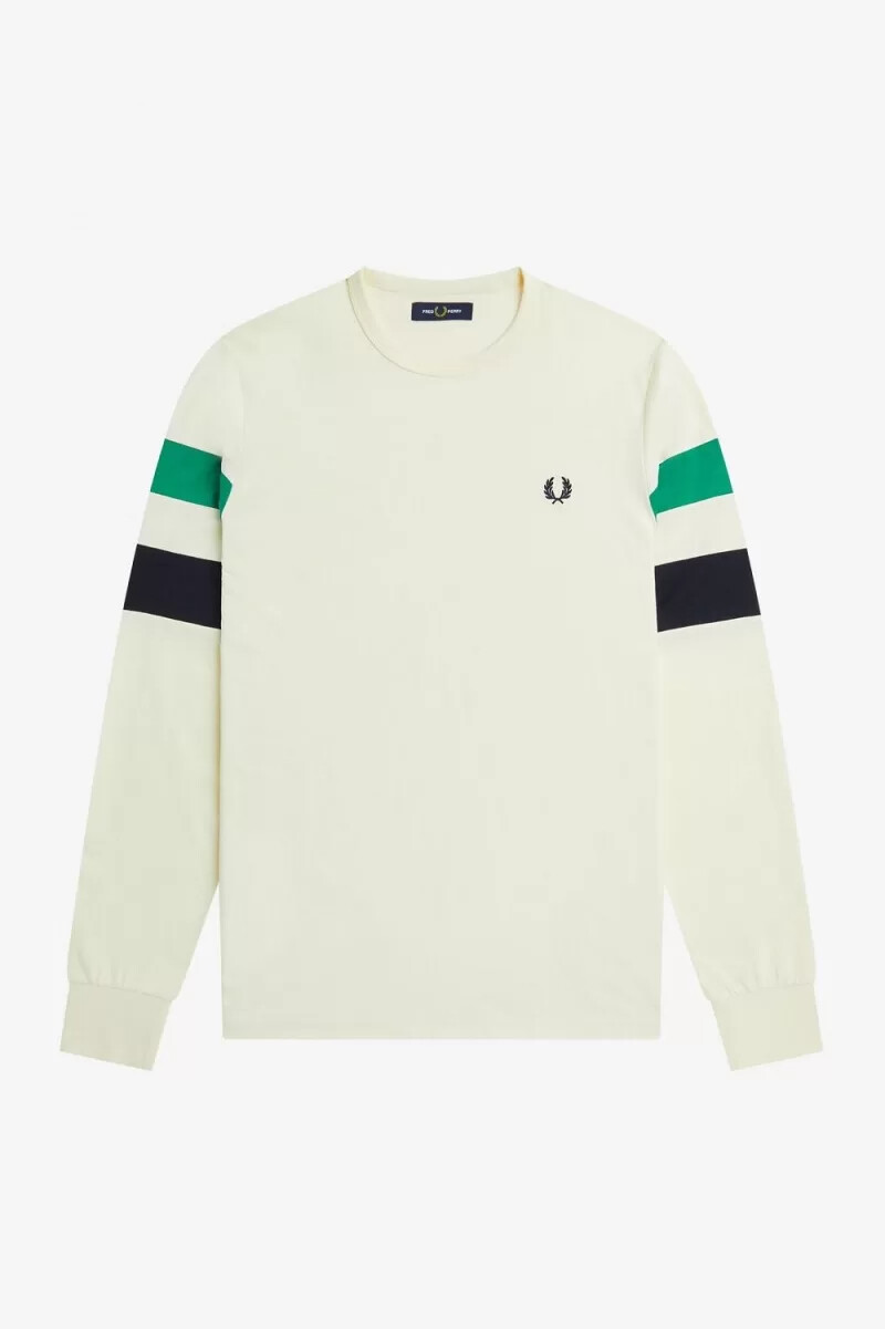 fred perry langarm-t-shirt mit einsätzen an den Ärmeln beige