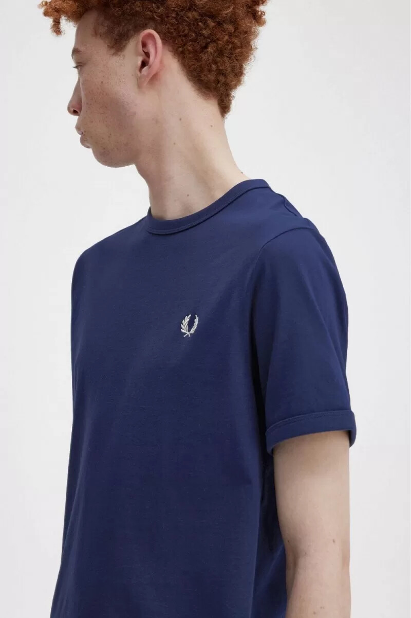 fred perry ringer herren-t-shirt französischblau schneeweiß