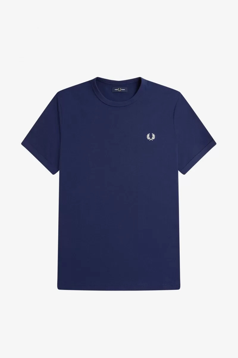 fred perry ringer herren-t-shirt französischblau schneeweiß