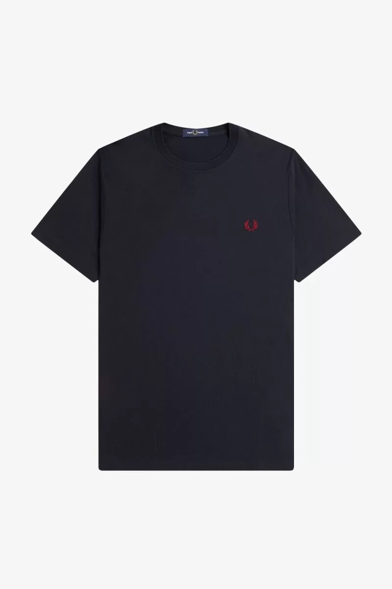 fred perry herren-t-shirt mit rundhalsausschnitt marineblau rot