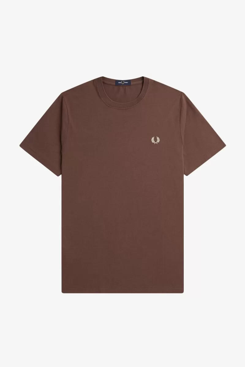fred perry herren-t-shirt mit rundhalsausschnitt dunkelrot warmgrau
