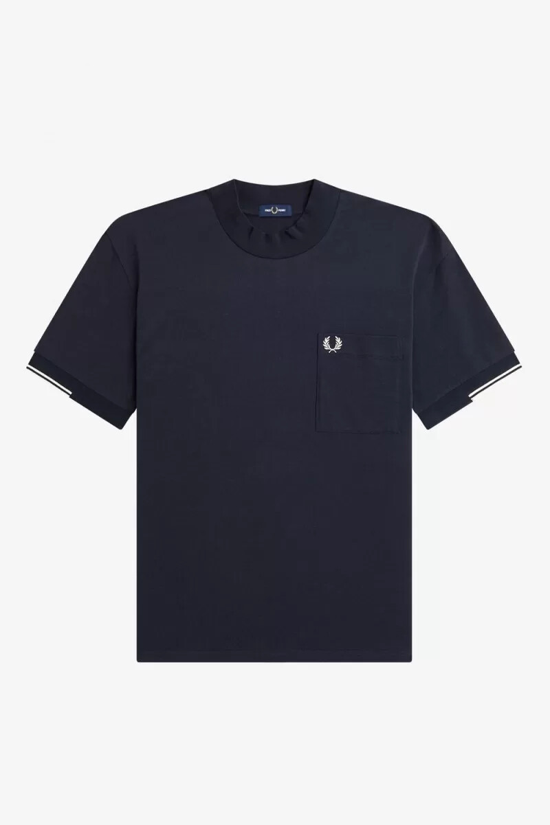 fred perry herren-t-shirt mit farbtupfern an den Ärmeln marineblau