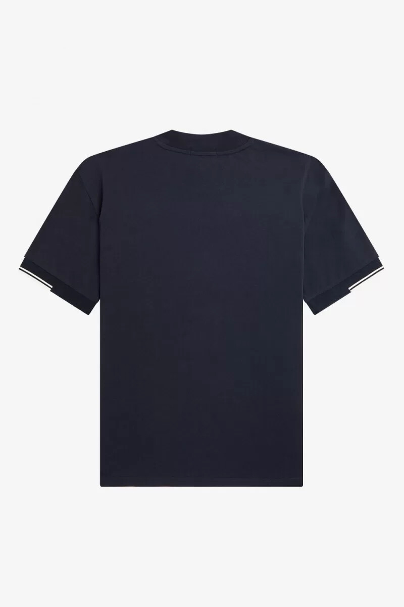 fred perry herren-t-shirt mit farbtupfern an den Ärmeln marineblau