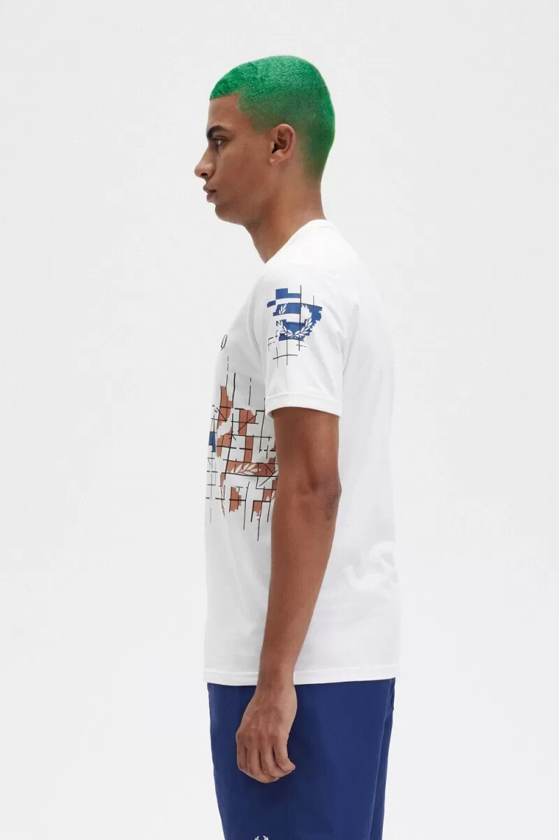 fred perry herren-t-shirt mit gittermuster schneewittchen