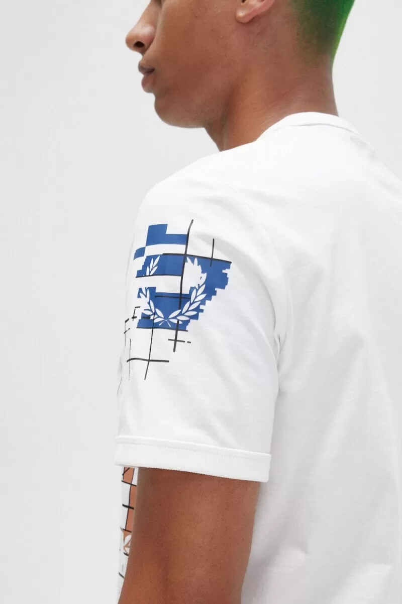 fred perry herren-t-shirt mit gittermuster schneewittchen