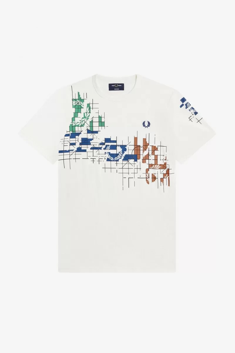 fred perry herren-t-shirt mit gittermuster schneewittchen
