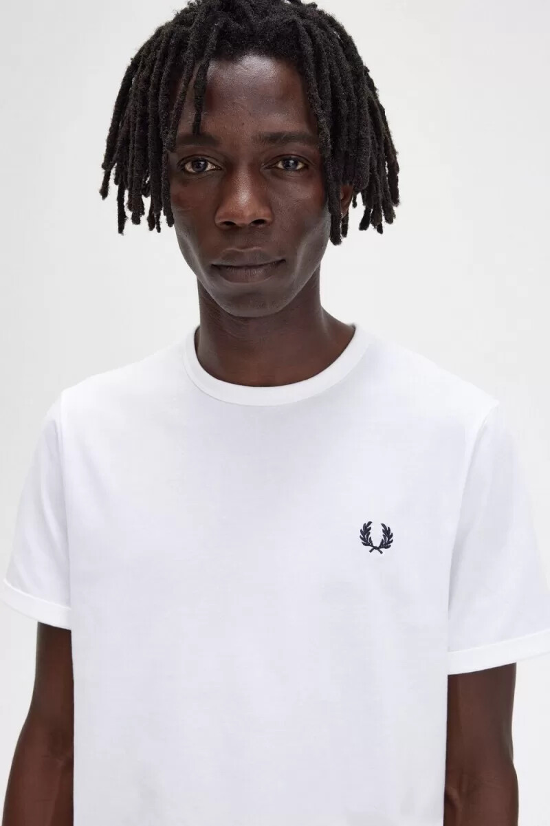 fred perry ringer herren-t-shirt weiß