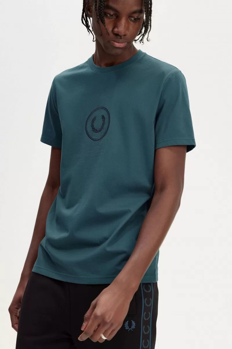 fred perry herren-t-shirt mit kreislogo petrolblau