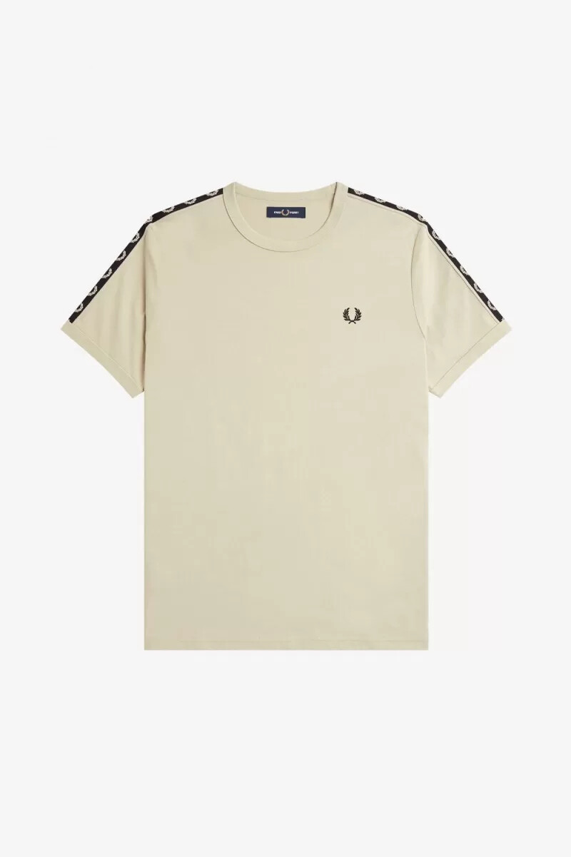 fred perry herren-t-shirt mit kontrastband hellmintfarben schwarz