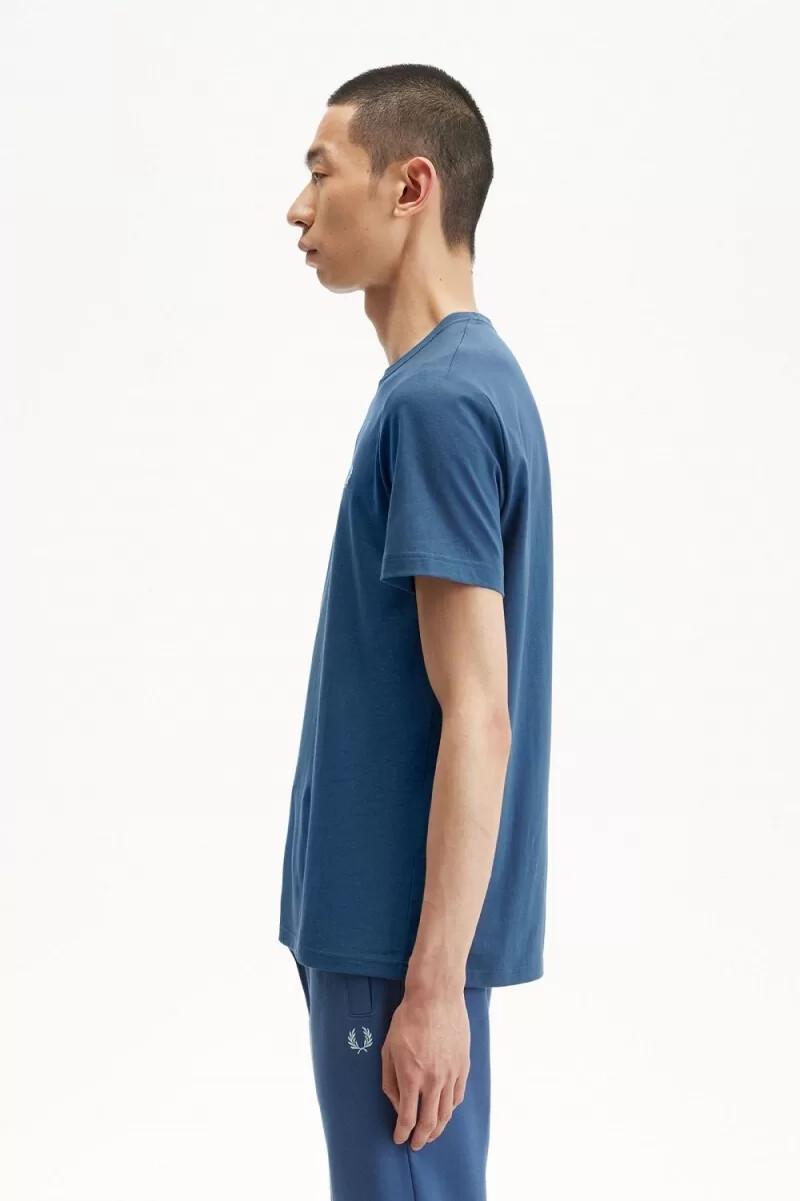 fred perry herren-t-shirt mit rundhalsausschnitt mitternachtsblau hellblau