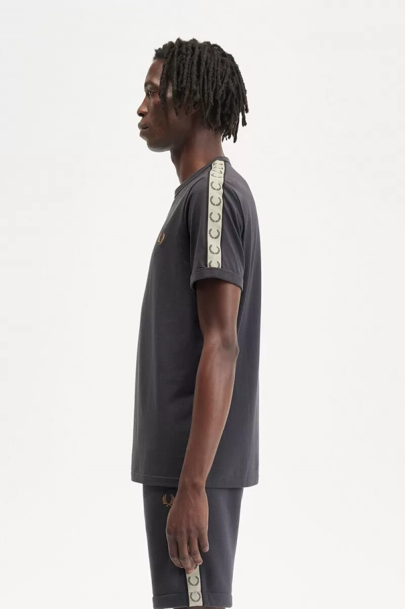 fred perry herren-t-shirt mit kontrastband ankergrauschwarz