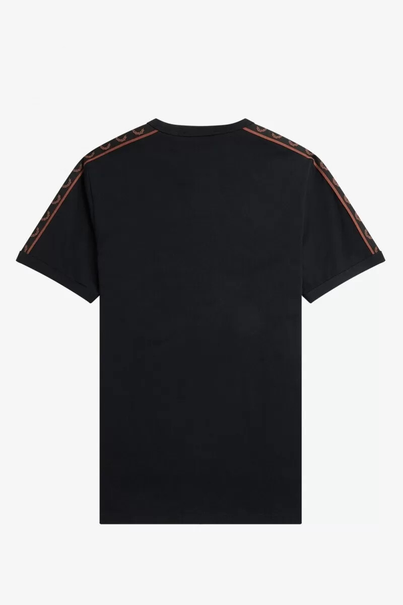 fred perry herren-t-shirt mit kontrastband schwarzwhiskybraun