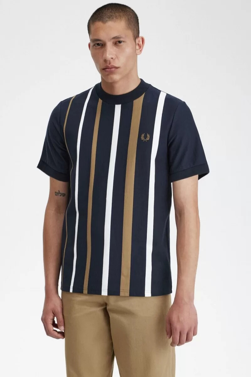 fred perry herren-t-shirt mit farbverlauf und streifen marineblau