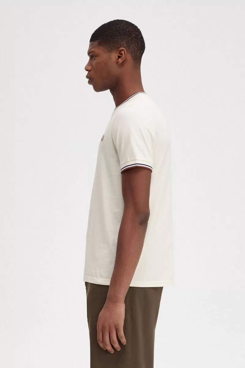 fred perry twin tipped herren-t-shirt beige whisky braun