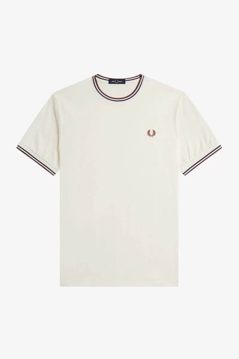 fred perry twin tipped herren-t-shirt beige whisky braun