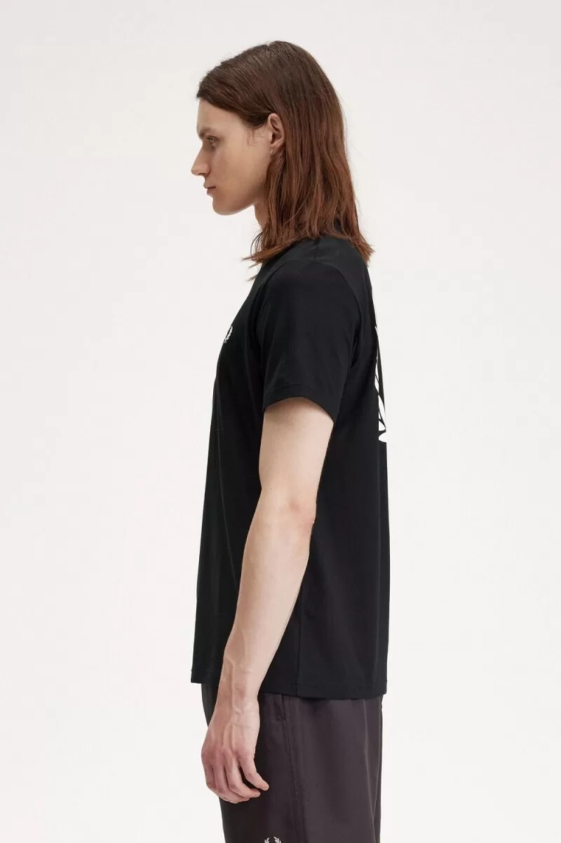 fred perry herren-t-shirt mit lorbeerkranz-motiv schwarz
