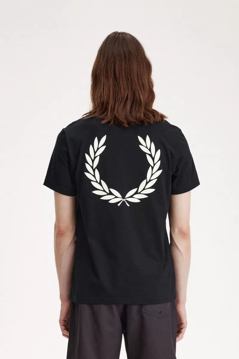 fred perry herren-t-shirt mit lorbeerkranz-motiv schwarz