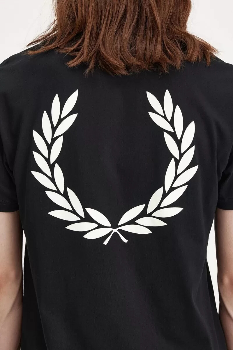 fred perry herren-t-shirt mit lorbeerkranz-motiv schwarz