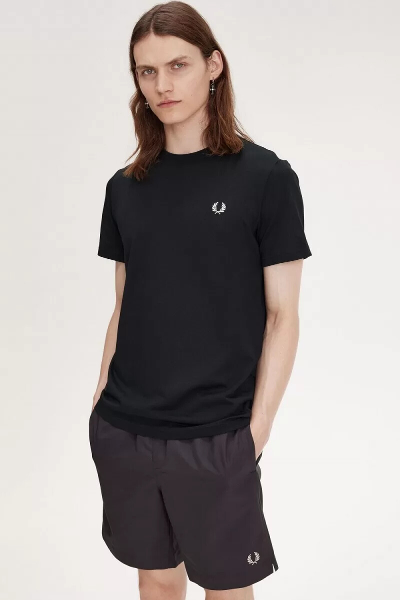 fred perry herren-t-shirt mit lorbeerkranz-motiv schwarz