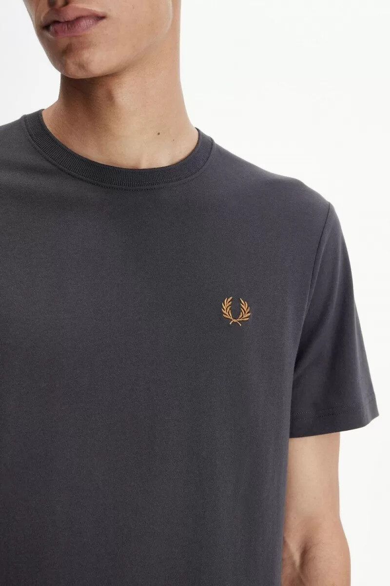 fred perry herren-t-shirt mit rundhalsausschnitt anchor grey dark coffee