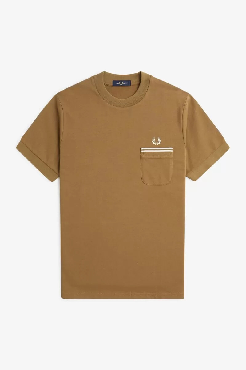 fred perry loopback jersey pocket herren-t-shirt braun