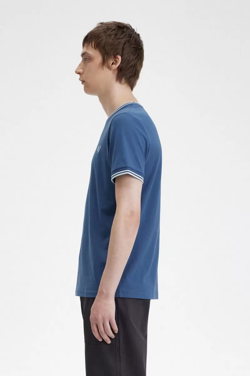 fred perry twin tipped herren-t-shirt mitternachtsblau beige hellblau