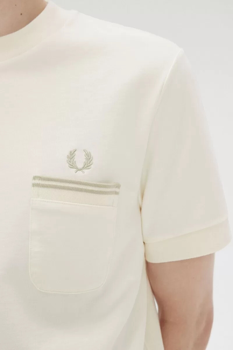 fred perry loopback jersey pocket herren-t-shirt beige