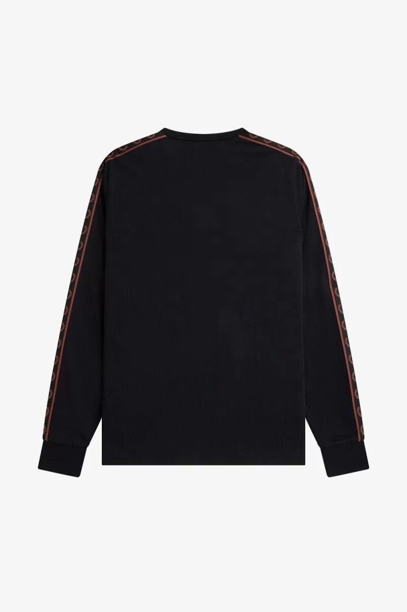 fred perry langarm-t-shirt für herren schwarzwhiskybraun