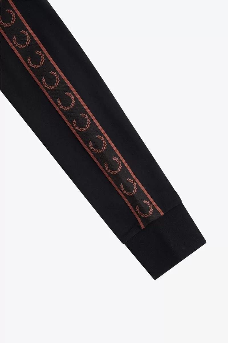 fred perry langarm-t-shirt für herren schwarzwhiskybraun