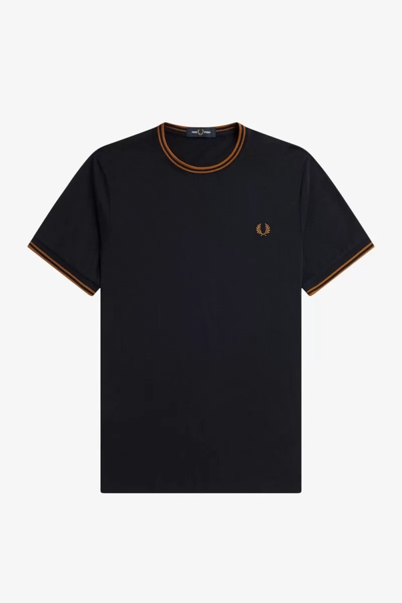 fred perry twin tipped herren-t-shirt marineblau dunkelbraun
