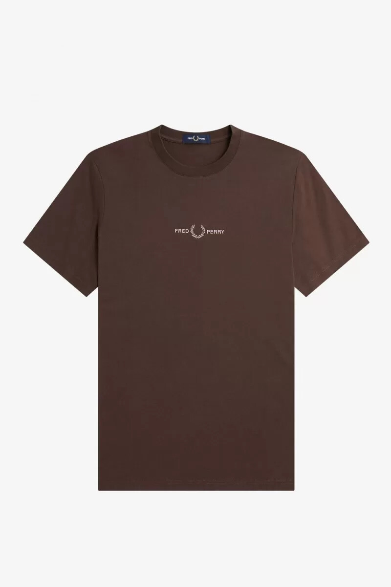 fred perry herren-t-shirt mit stickerei farbe burnt tobacco