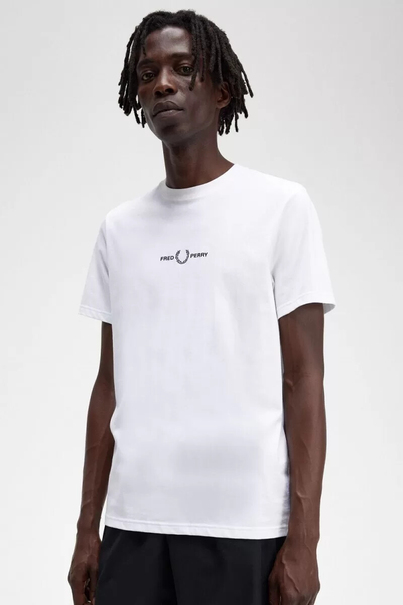 fred perry herren-t-shirt mit stickerei weiß